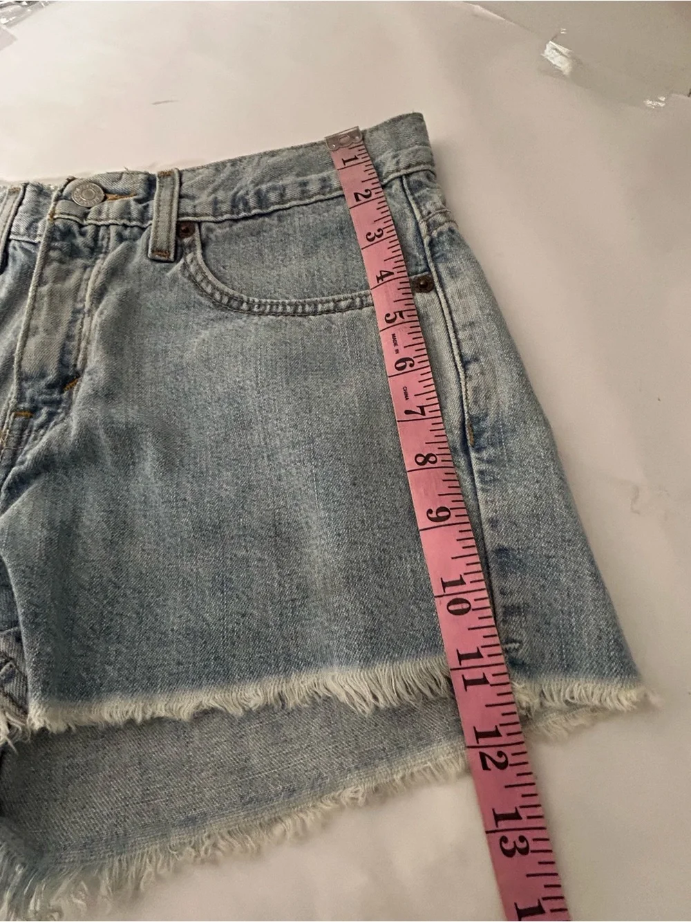Levis Cutoff Shorts Jrs Size 7 Blue Denim Raw Hem 2